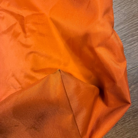 Longchamp Le Pliage Large Travel Weekender Tote Orange Leather Fair Condition - Picture 8 of 16